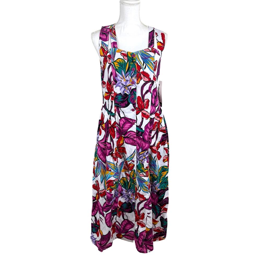 Vintage 90s Tangibles Women Floral Dress Small Deadstock Beach Travel Vacation